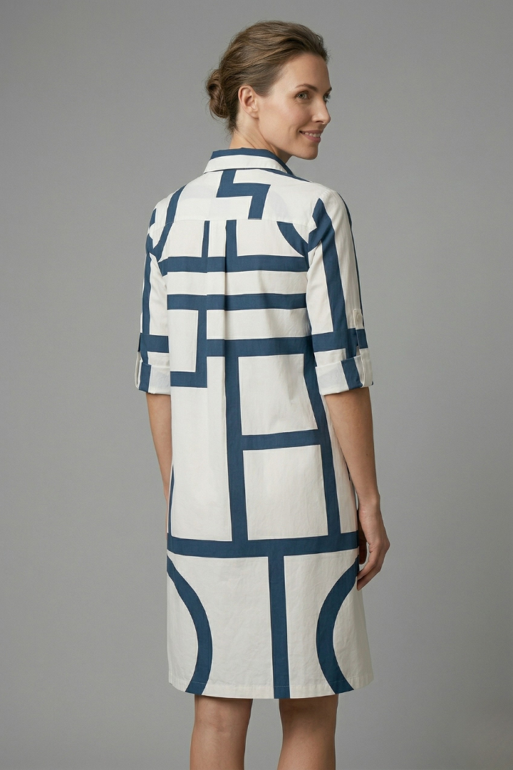 Capriana | Women's Casual Collared Dress – Long Sleeve Button Front Shirt Dress