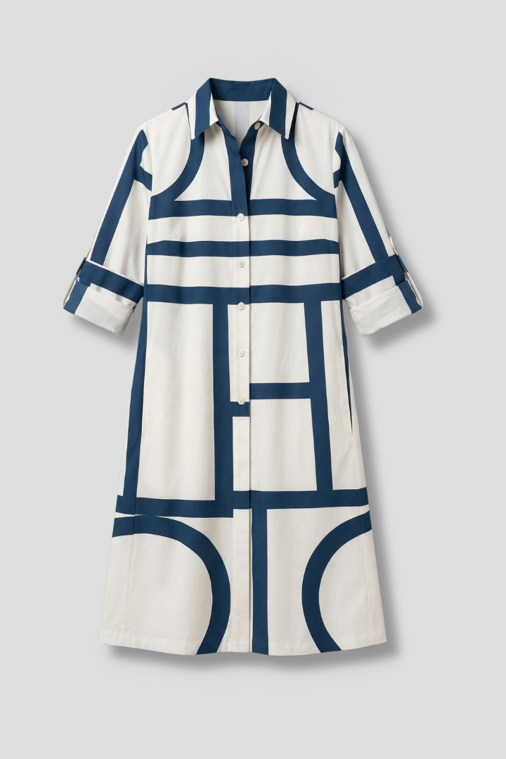 Capriana | Women's Casual Collared Dress – Long Sleeve Button Front Shirt Dress