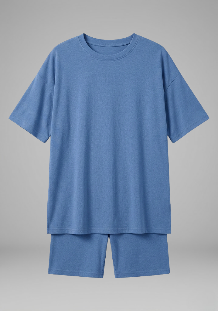 Caris | Women's Casual Co-Ord Set – Oversized Round Neck Tee with Biker Shorts
