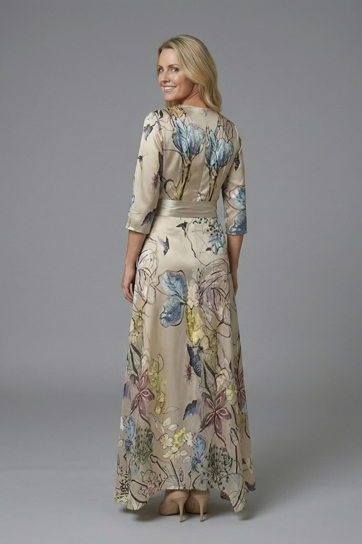 Cassidy | Women's Wrap Floral Maxi Dress with V-Neck and Three-Quarter Sleeves