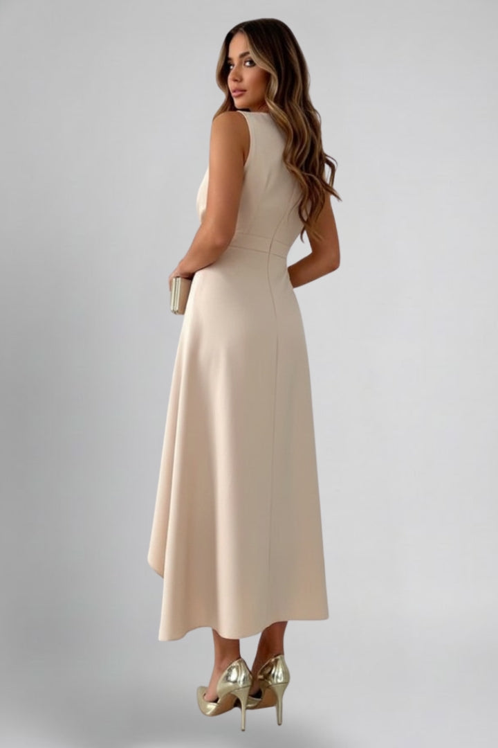 Celeste | Women’s Maxi Wrap Dress – Deep V-Neck, Adjustable Waist, Asymmetrical Hem
