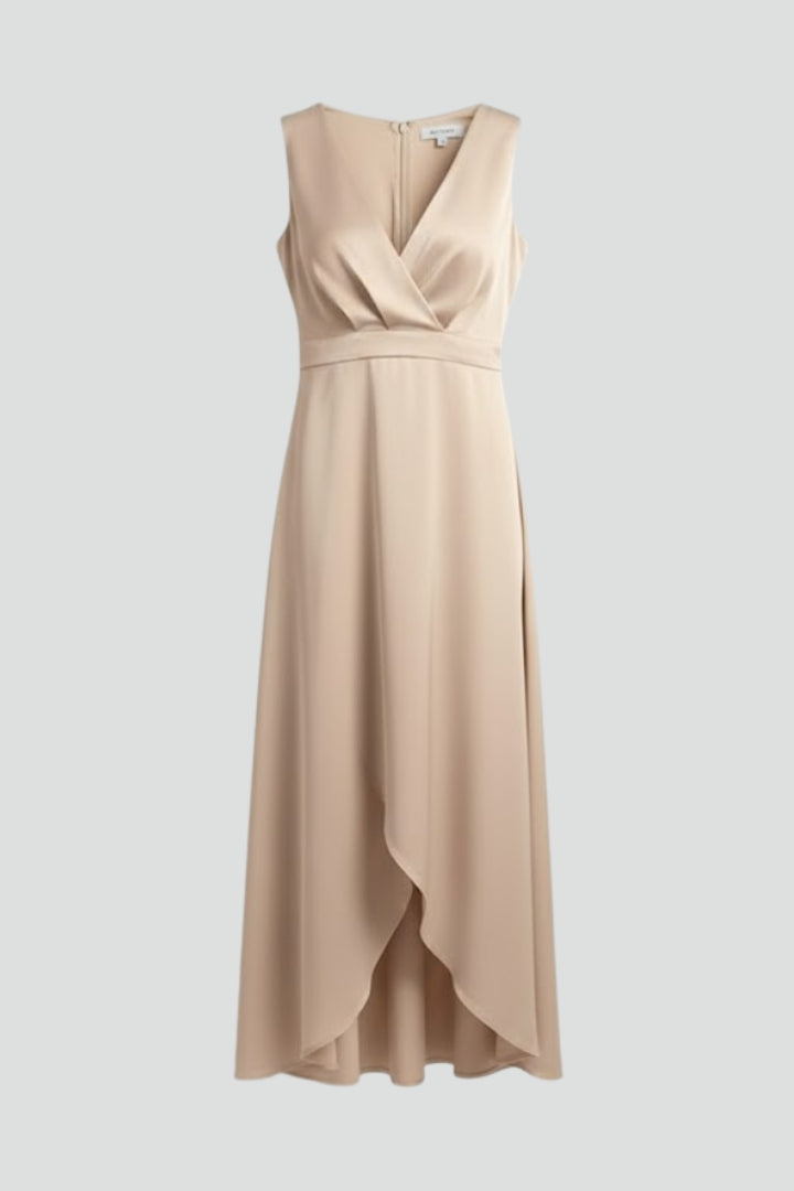 Celeste | Women’s Maxi Wrap Dress – Deep V-Neck, Adjustable Waist, Asymmetrical Hem