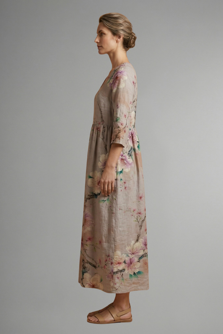 Celestia | Women's Floral Print Maxi Dress with V-Neck, Lightweight Long Dress