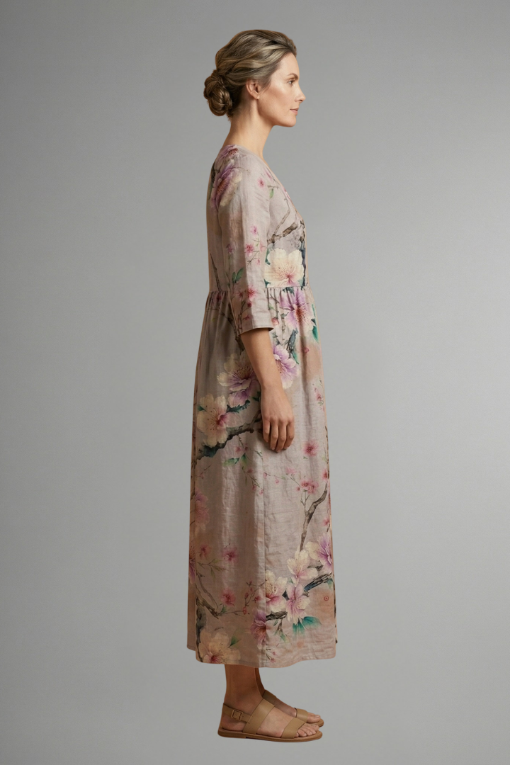 Celestia | Women's Floral Print Maxi Dress with V-Neck, Lightweight Long Dress
