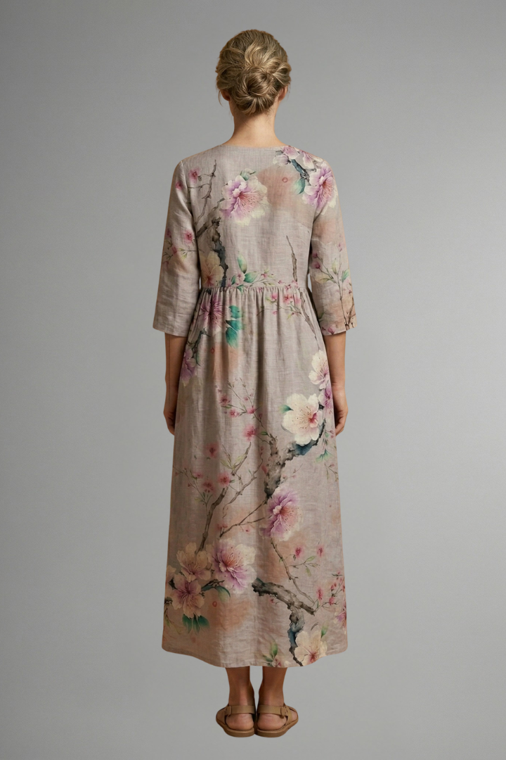 Celestia | Women's Floral Print Maxi Dress with V-Neck, Lightweight Long Dress