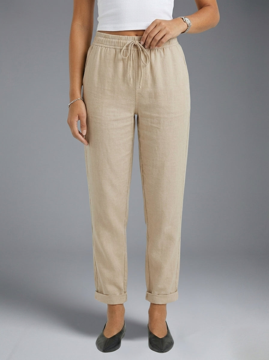 Celestine | Women’s Linen Blend Trousers – Straight Leg Pants