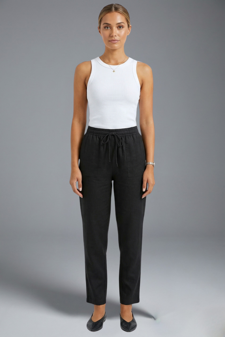 Celestine | Women’s Linen Blend Trousers – Straight Leg Pants
