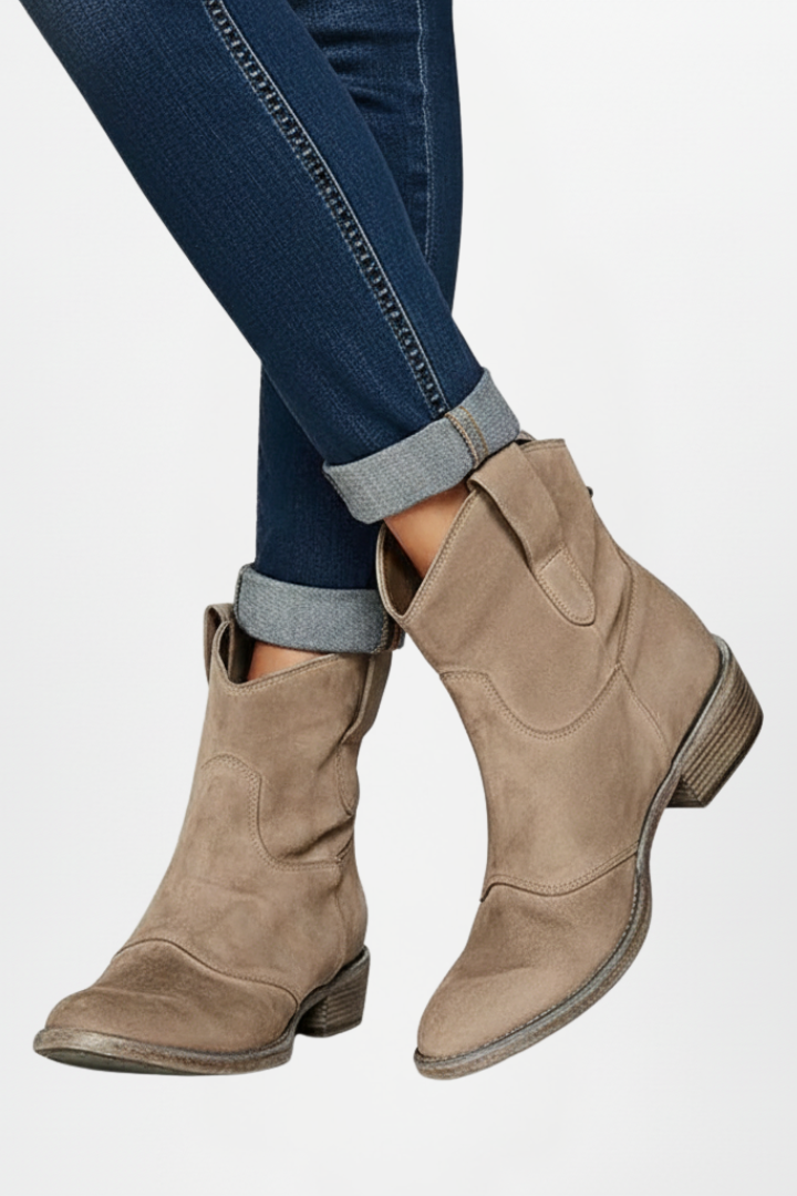Celine | Women's Ankle Boots – Textured Pull Tab Boots with Rounded Toe