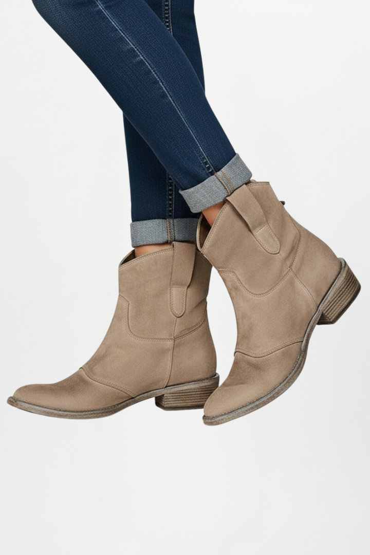 Celine | Women's Ankle Boots – Textured Pull Tab Boots with Rounded Toe