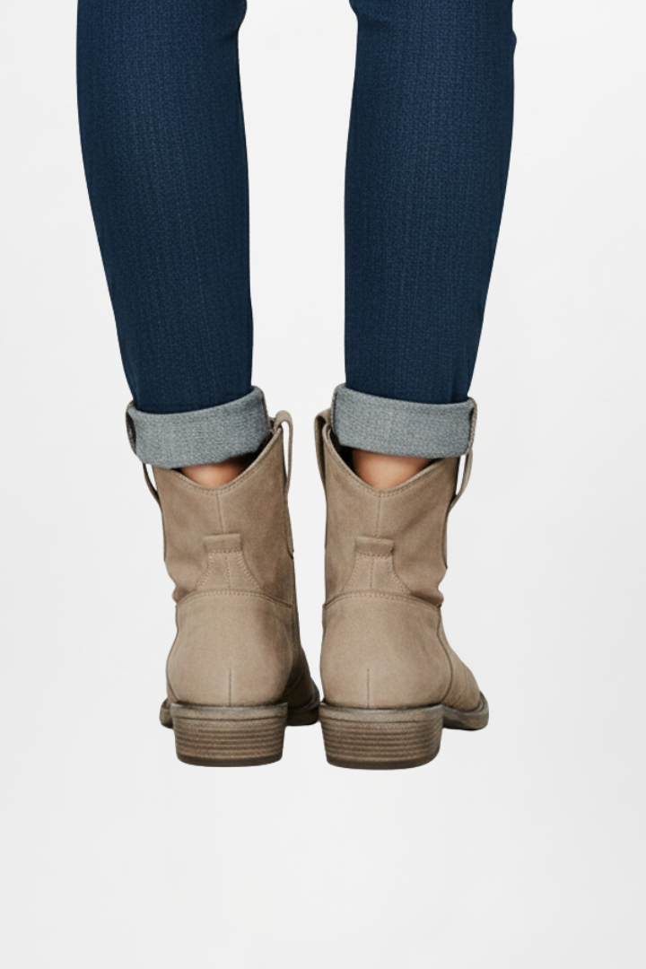 Celine | Women's Ankle Boots – Textured Pull Tab Boots with Rounded Toe