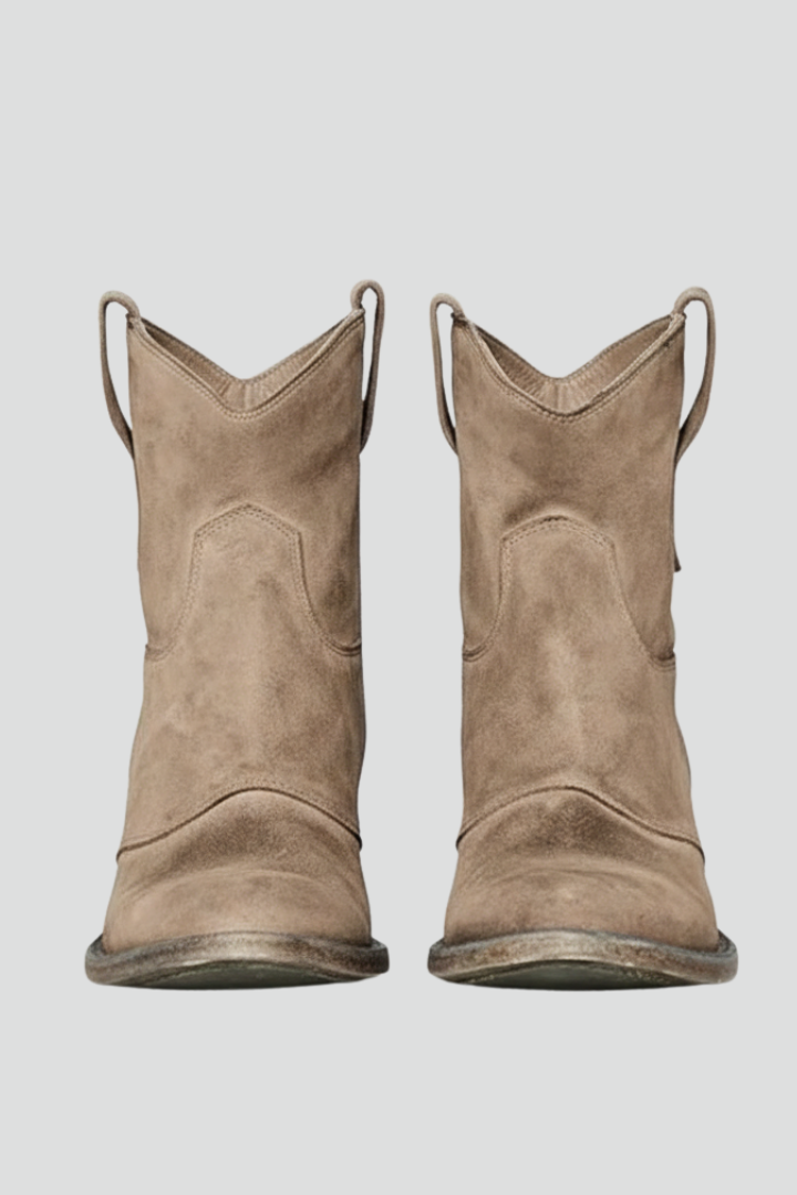 Celine | Women's Ankle Boots – Textured Pull Tab Boots with Rounded Toe