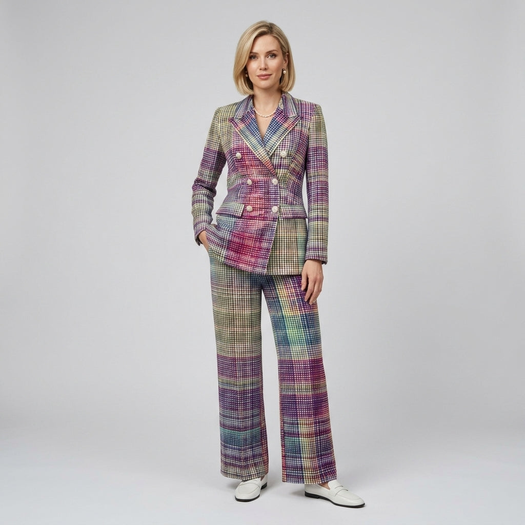 Cerelia | Women’s Suit Set – Double-Breasted Blazer & Wide-Leg Trousers