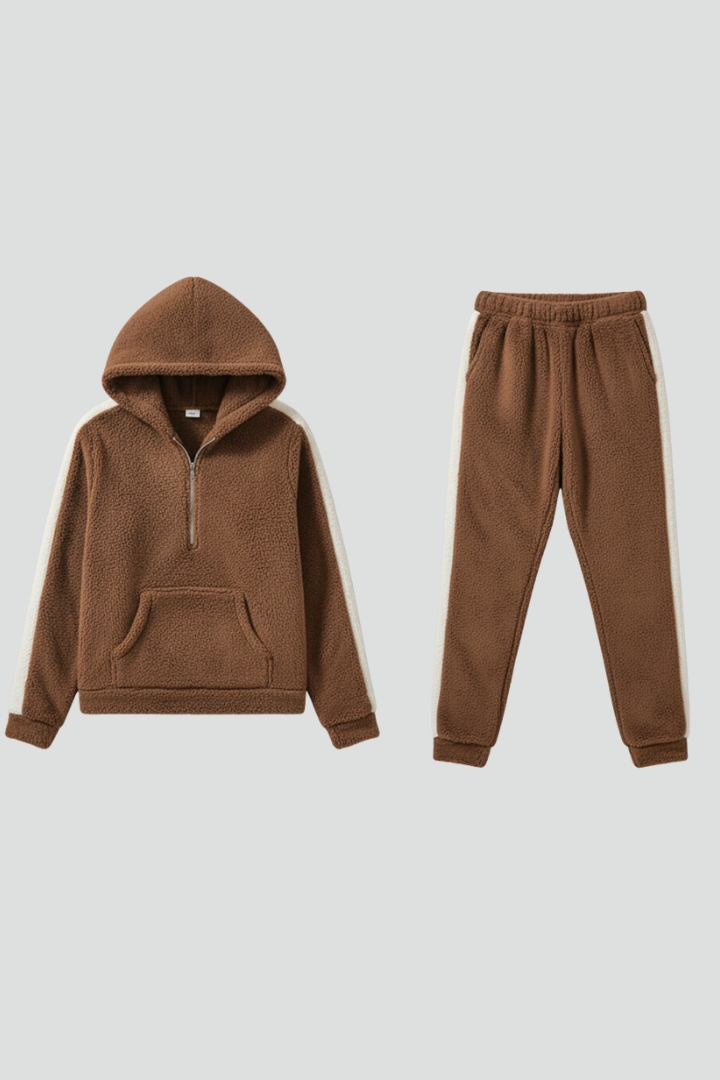 Charleigh | Women's 2-Piece Pajama Set - Half-Zip Sweatshirt & Jogger Pants