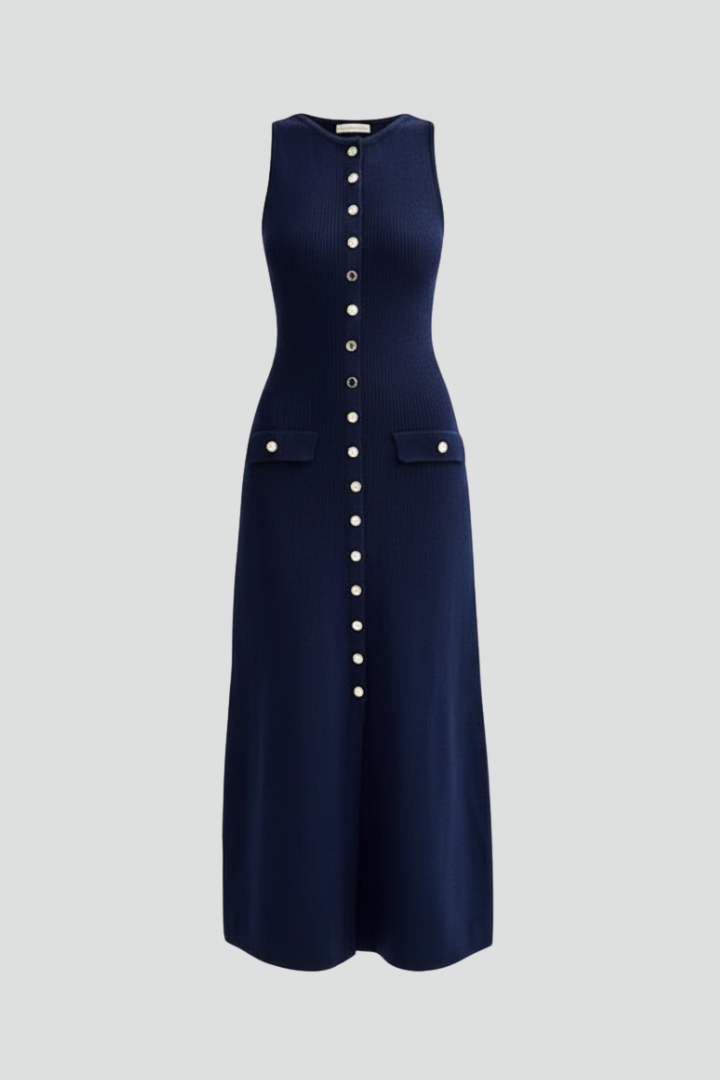 Charlotte | Women’s Sleeveless Knit Maxi Dress – Button Front, Long Casual Summer Dress