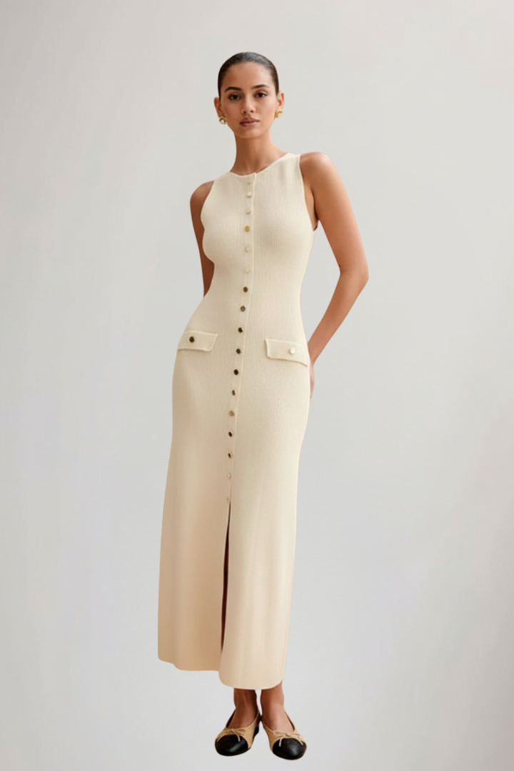 Charlotte | Women’s Sleeveless Knit Maxi Dress – Button Front, Long Casual Summer Dress