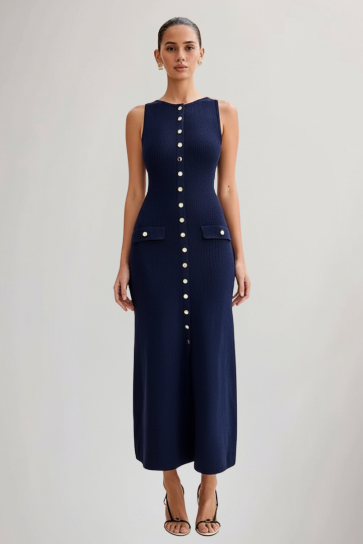 Charlotte | Women’s Sleeveless Knit Maxi Dress – Button Front, Long Casual Summer Dress