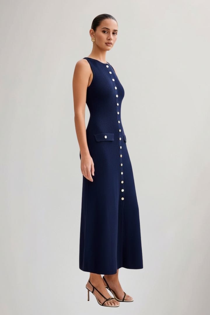Charlotte | Women’s Sleeveless Knit Maxi Dress – Button Front, Long Casual Summer Dress