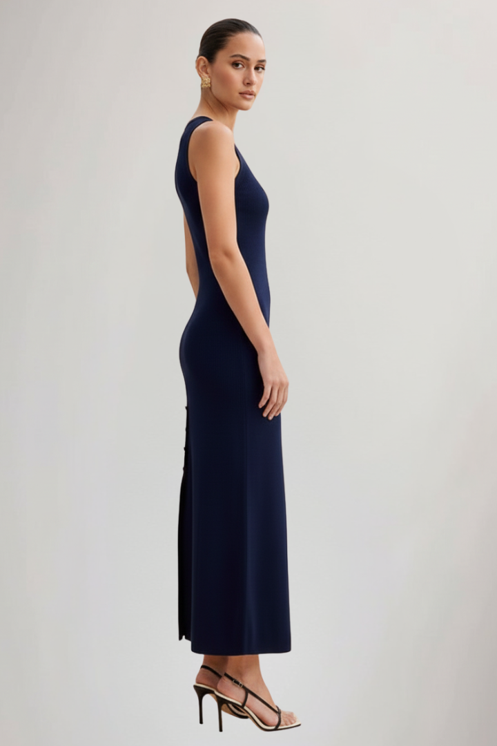Charlotte | Women’s Sleeveless Knit Maxi Dress – Button Front, Long Casual Summer Dress