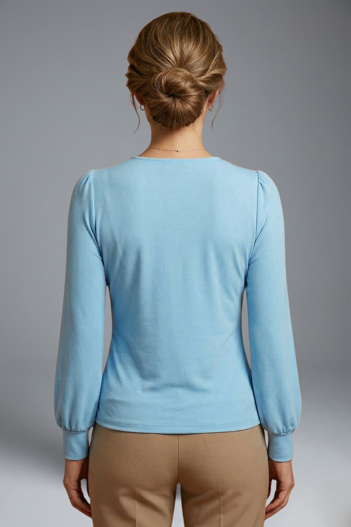 Chesney | Women's V Neck Blouse – Long Sleeve Wrap Top