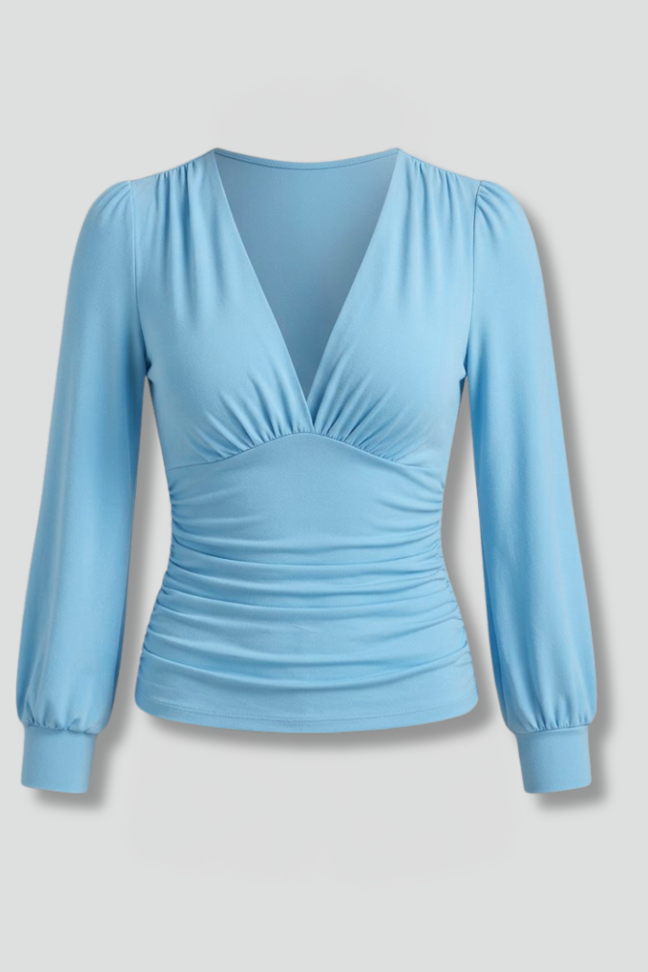 Chesney | Women's V Neck Blouse – Long Sleeve Wrap Top