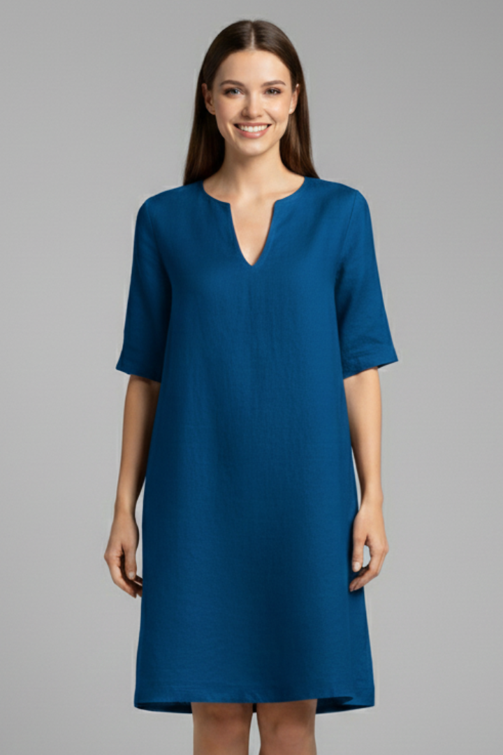 Cirelle | V-Neck Shift Dress – Three-Quarter Sleeve Mini Dress for Everyday Wear