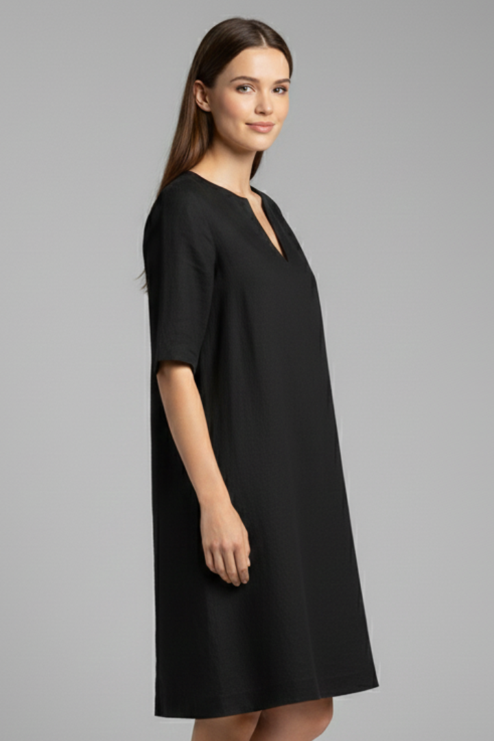 Cirelle | V-Neck Shift Dress – Three-Quarter Sleeve Mini Dress for Everyday Wear