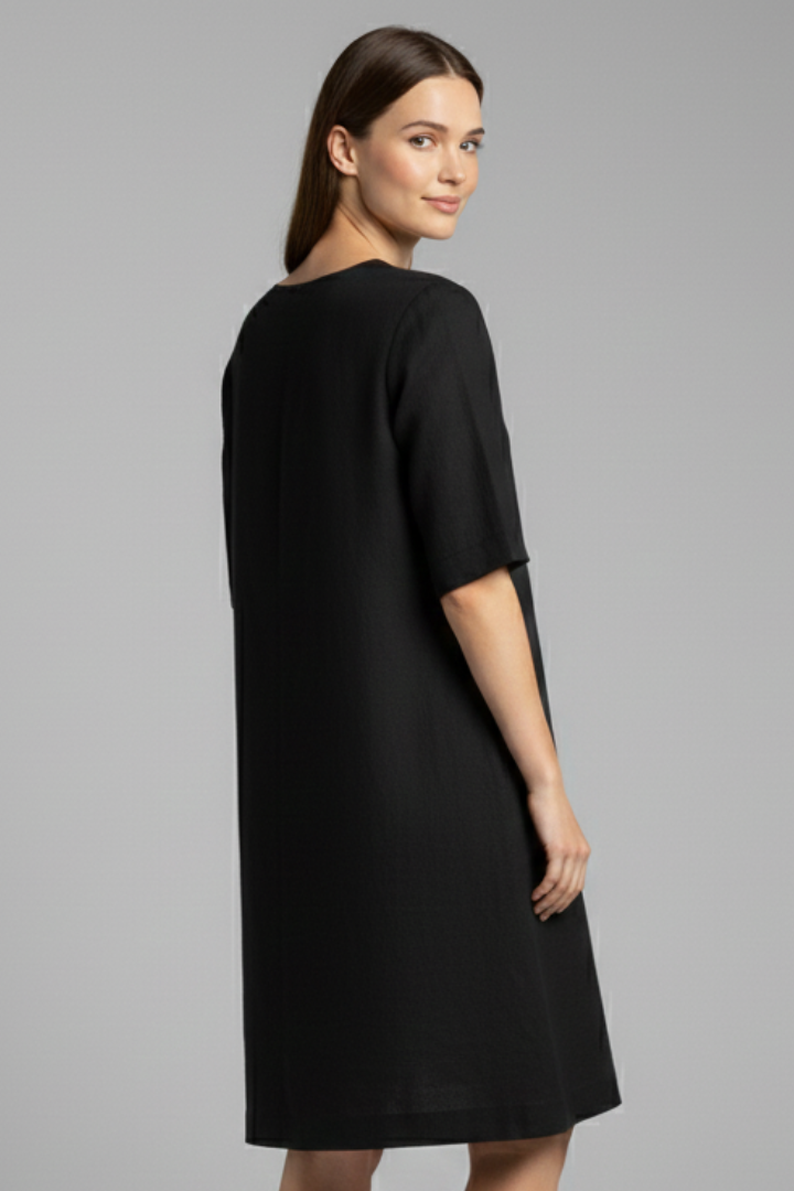 Cirelle | V-Neck Shift Dress – Three-Quarter Sleeve Mini Dress for Everyday Wear