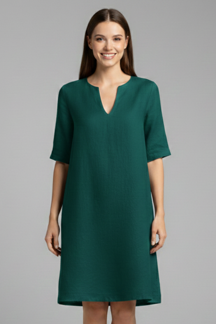 Cirelle | V-Neck Shift Dress – Three-Quarter Sleeve Mini Dress for Everyday Wear