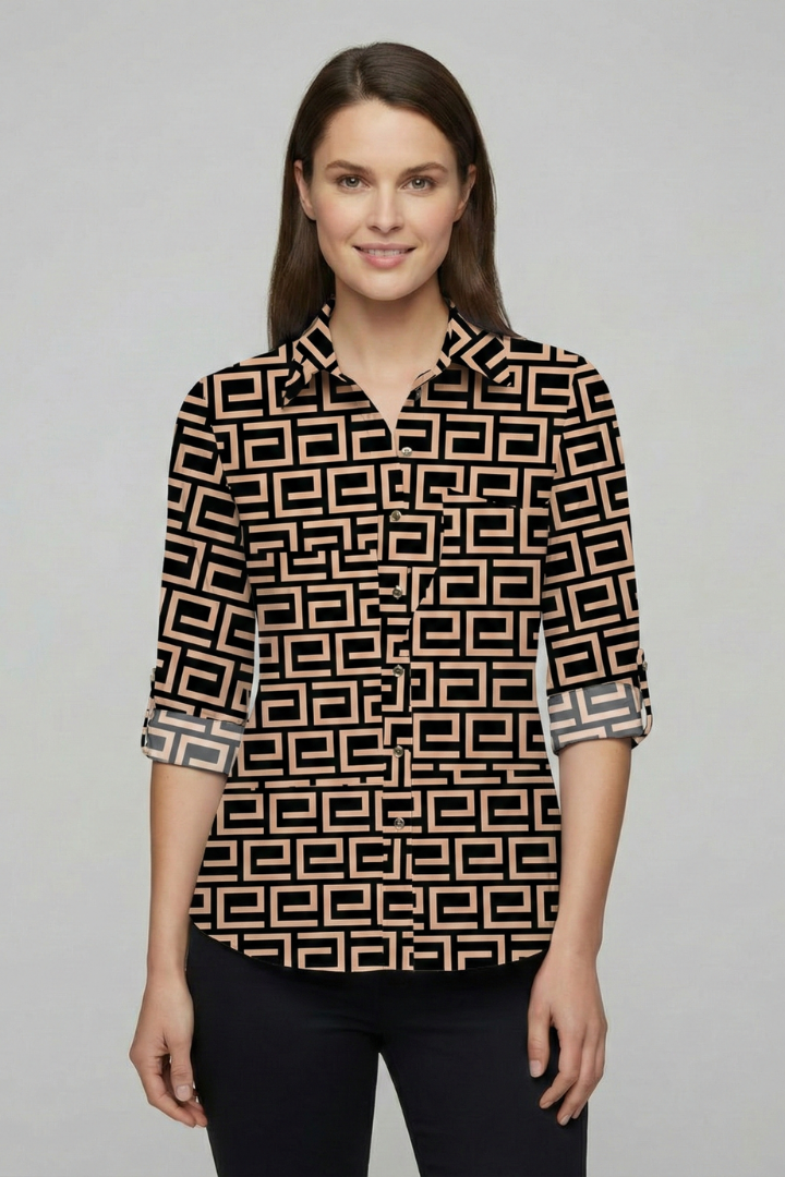 Clarissa | Women's Long Sleeve Shirt – Classic Collar Button Down Blouse with Relaxed Fit