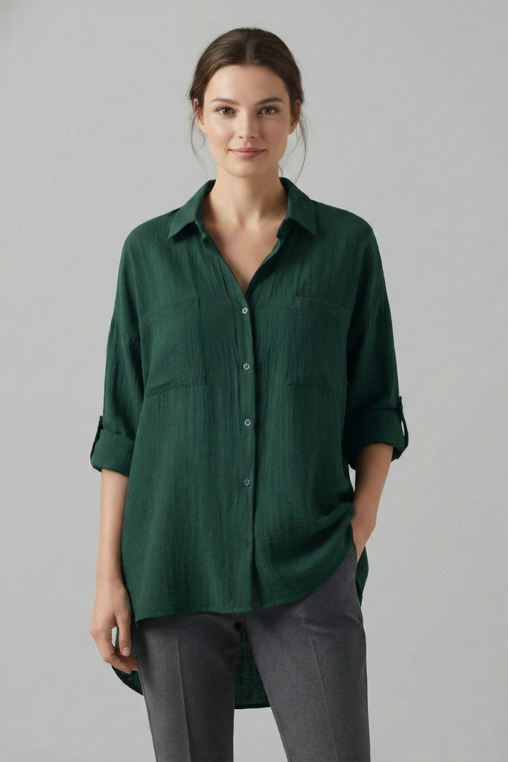 Clarissa | Women's Long Sleeve Shirt – Classic Collar Button Down Blouse with Relaxed Fit
