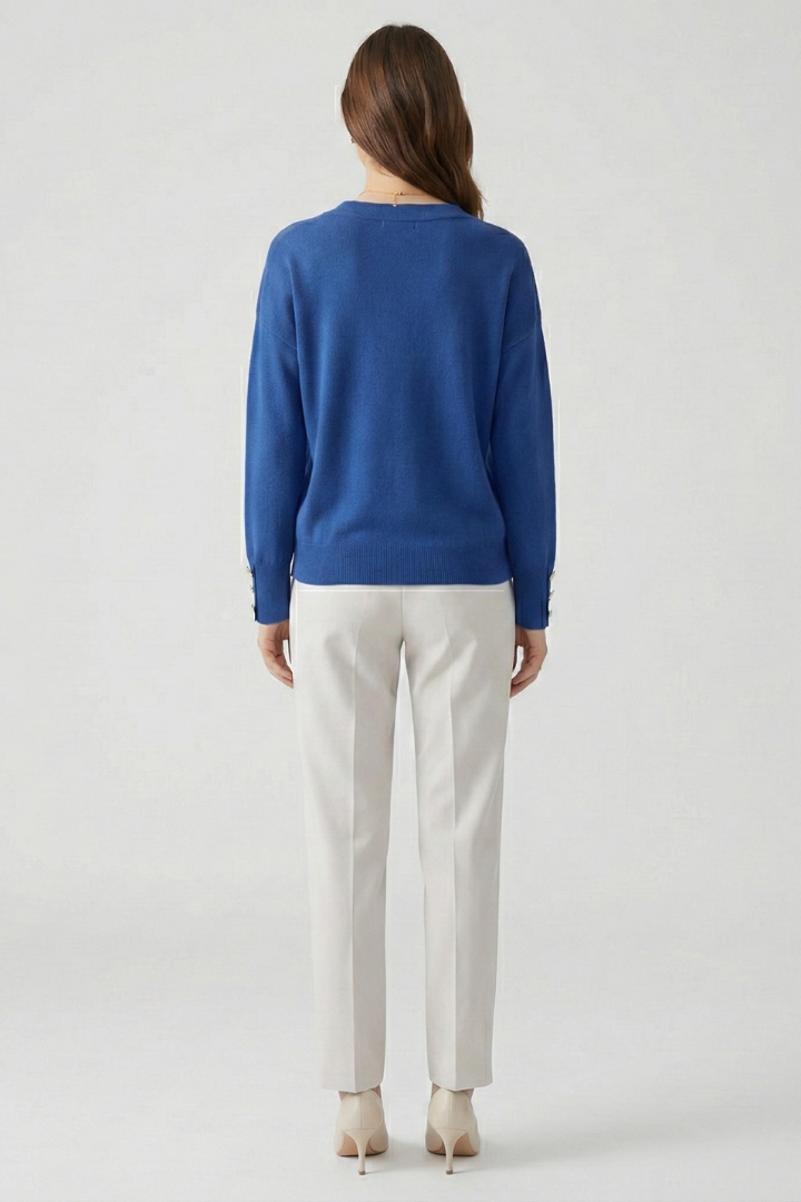 Cleo | Women's Loose Fit V-Neck Sweater - Long Sleeve Knit Pullover