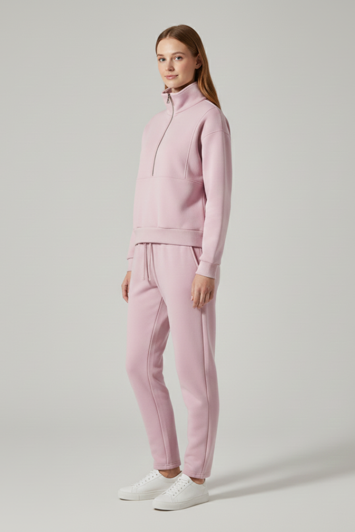 Clover | Women's 2-Piece Lounge Set - Half-Zip Top & Tapered Jogger Pants