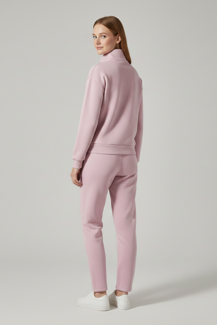 Clover | Women's 2-Piece Lounge Set - Half-Zip Top & Tapered Jogger Pants