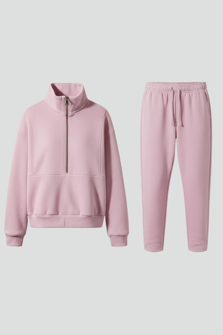 Clover | Women's 2-Piece Lounge Set - Half-Zip Top & Tapered Jogger Pants