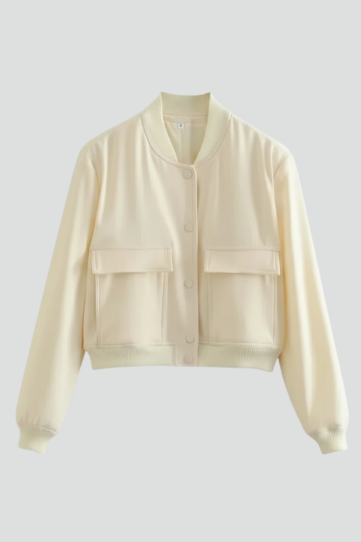 Coriselle | Women’s Bomber Jacket – Baseball Collar, Snap Button Front & Long Sleeves