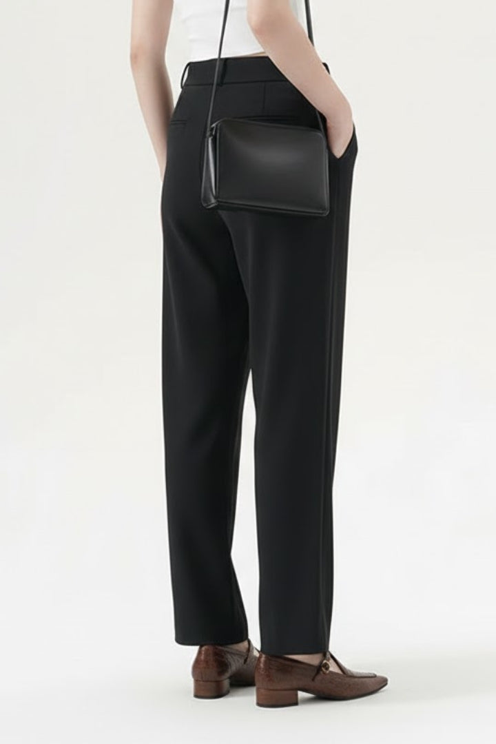 Cosima | Women’s High Waisted Straight Leg Trousers - Pleated Waist Pants with Pockets