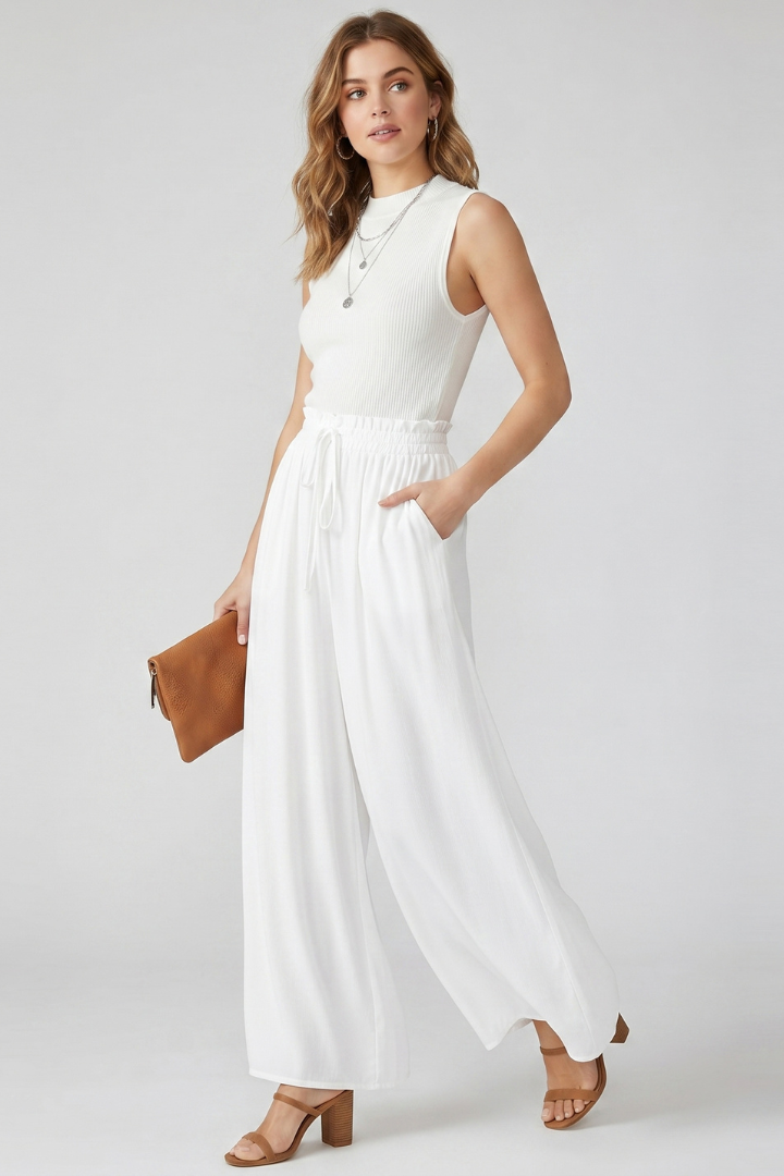 Courtney | Women’s Wide Leg Pants – High Waist, Loose Fit, Full Length Trousers