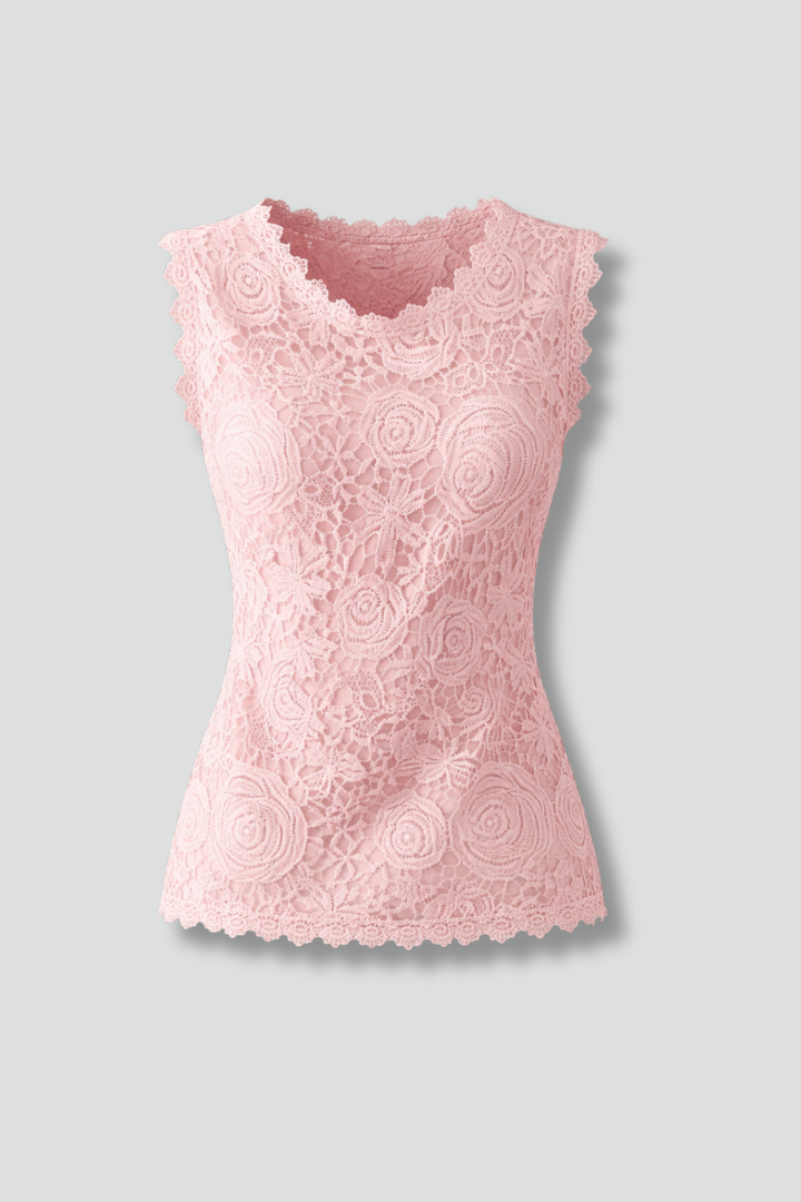 Daisylyn | Women's Elegant Lace Top – Sleeveless Floral V-Neck Blouse