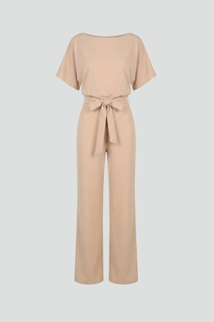 Danessa | Women’s Wide Leg Jumpsuit – Belted Waist Short Sleeve, Full Length One-Piece Outfit