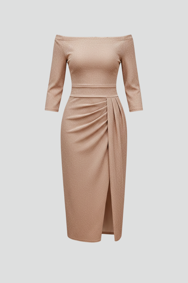 Darcy | Women’s Off-Shoulder Maxi Dress – Long Sleeve Draped Dress