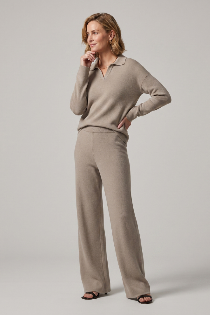 Davina | Women's Matching Top & Pants Set – Casual Straight-Leg Outfit