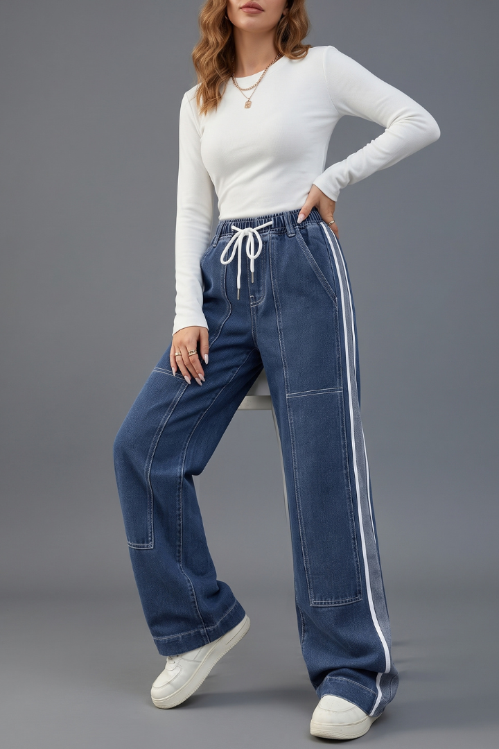 Delaney | Women's Straight Leg Pull-On Trousers – Drawstring Waist Casual Pants