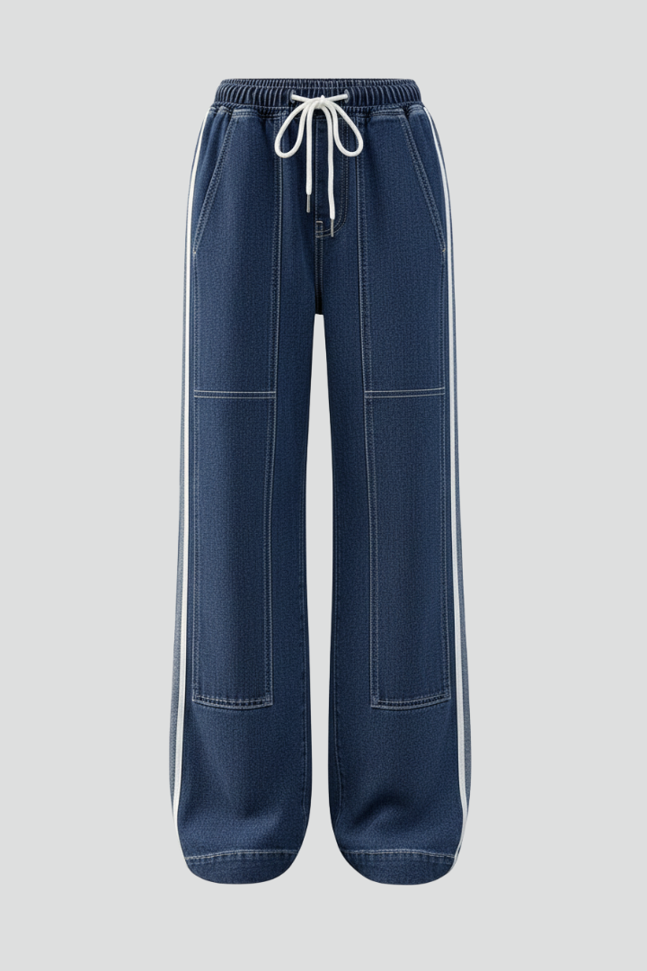 Delaney | Women's Straight Leg Pull-On Trousers – Drawstring Waist Casual Pants