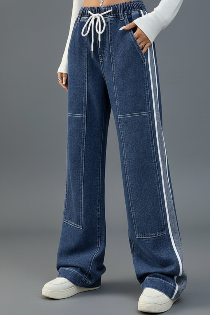 Delaney | Women's Straight Leg Pull-On Trousers – Drawstring Waist Casual Pants
