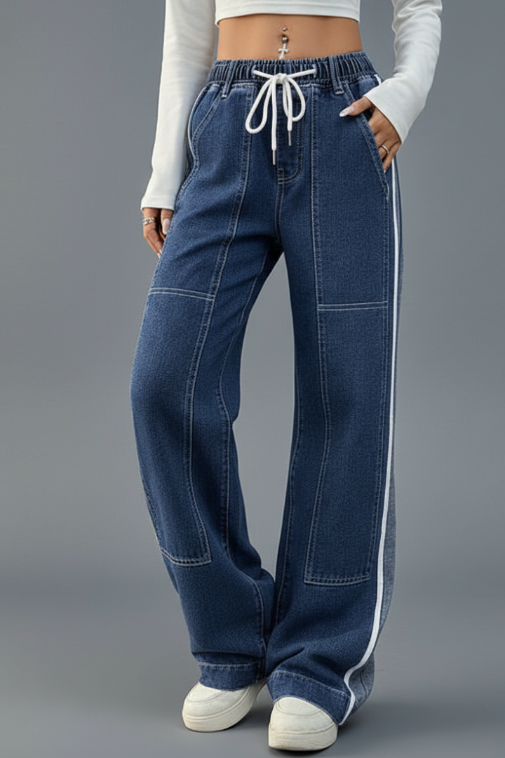 Delaney | Women's Straight Leg Pull-On Trousers – Drawstring Waist Casual Pants