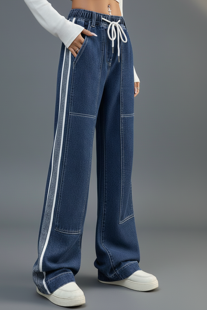 Delaney | Women's Straight Leg Pull-On Trousers – Drawstring Waist Casual Pants