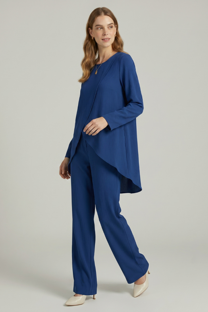Delia | Women’s Matching Set – Shirt & Straight Trousers Long Sleeve Two Piece Outfit