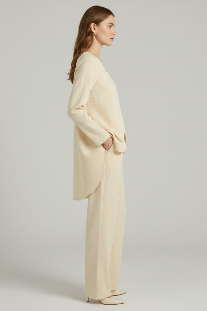 Delia | Women’s Matching Set – Shirt & Straight Trousers Long Sleeve Two Piece Outfit