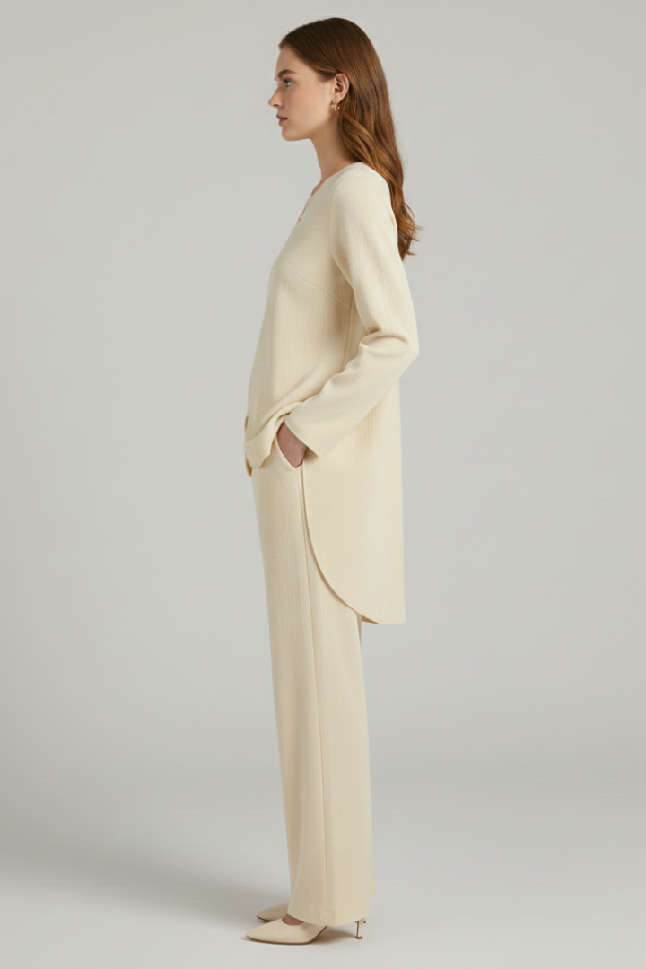 Delia | Women’s Matching Set – Shirt & Straight Trousers Long Sleeve Two Piece Outfit