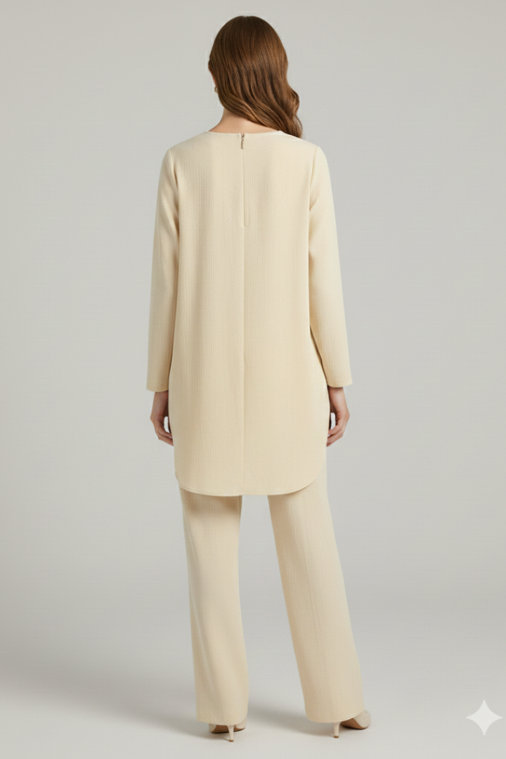 Delia | Women’s Matching Set – Shirt & Straight Trousers Long Sleeve Two Piece Outfit